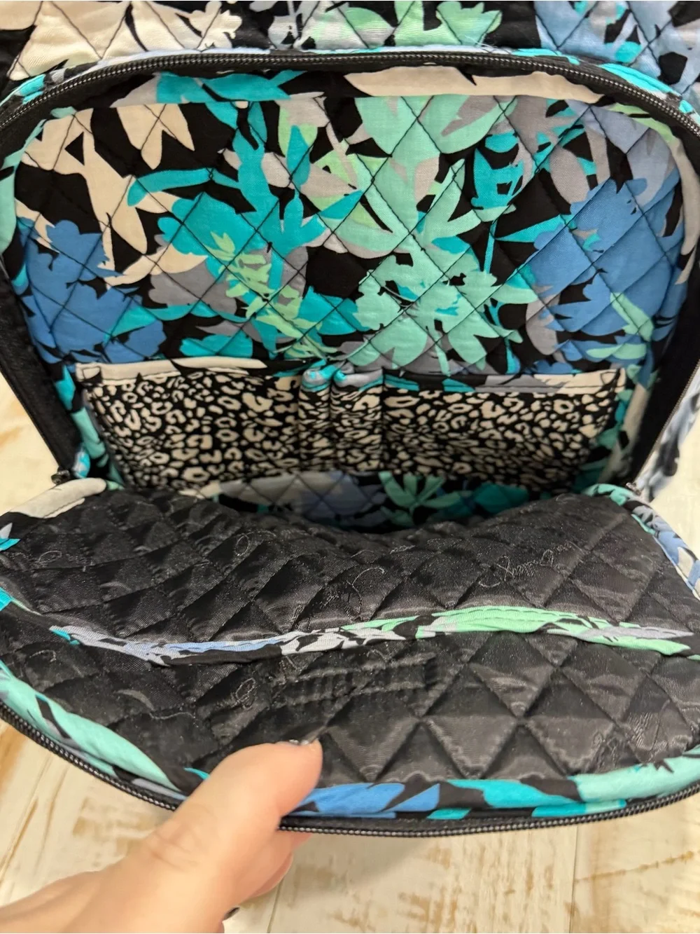 VERA BRADLEY Campus Backpack Retired Camofloral Laptop Green Blue Black Floral
